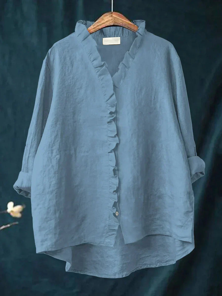 Sanela | Cotton & Linen Ruffle Shirt