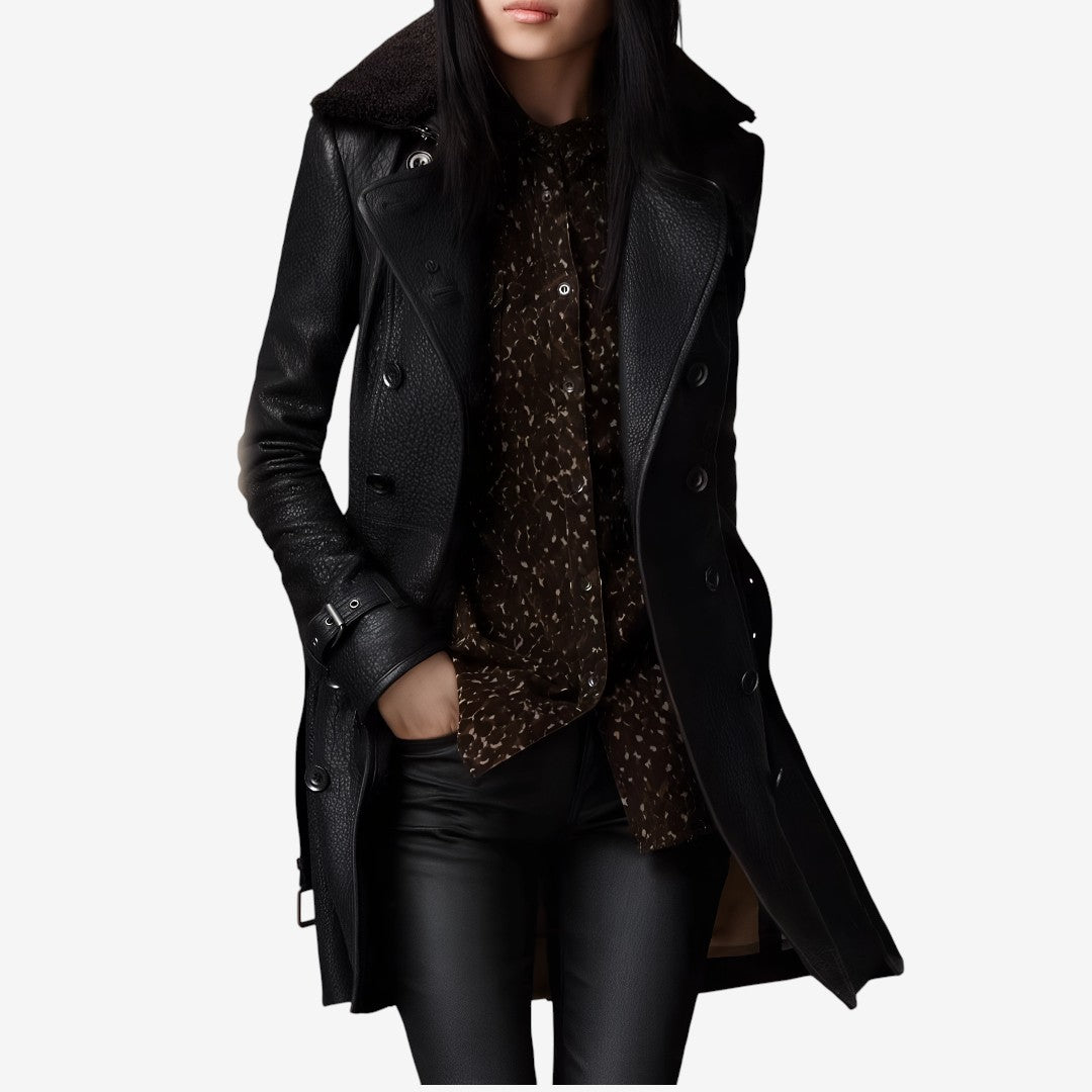 Tilde | Elegant 3/4 Leather Coat