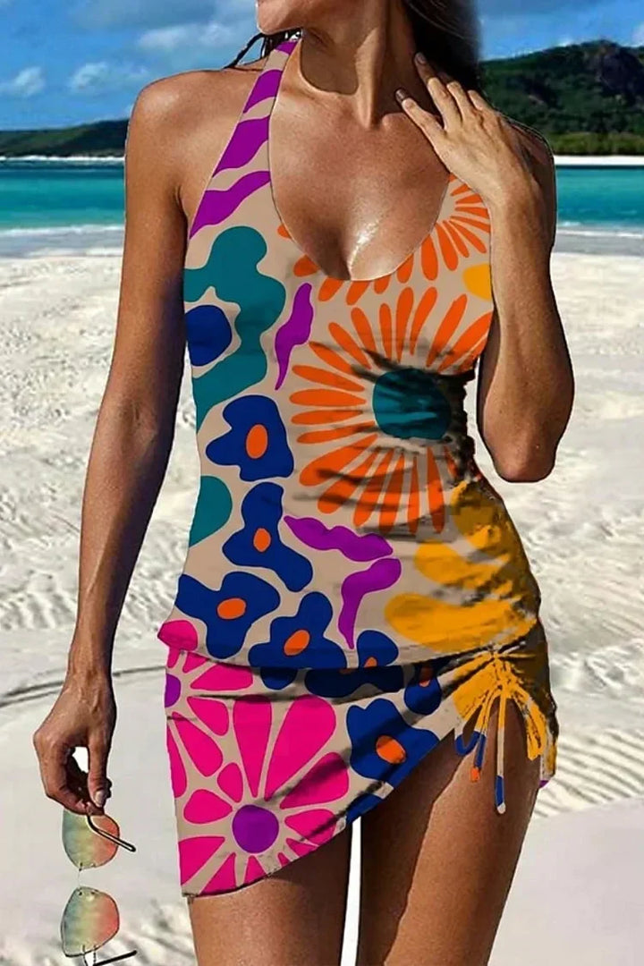 Fiesta – Floral Graphic Tankini with Shorts, Tummy Control Effect