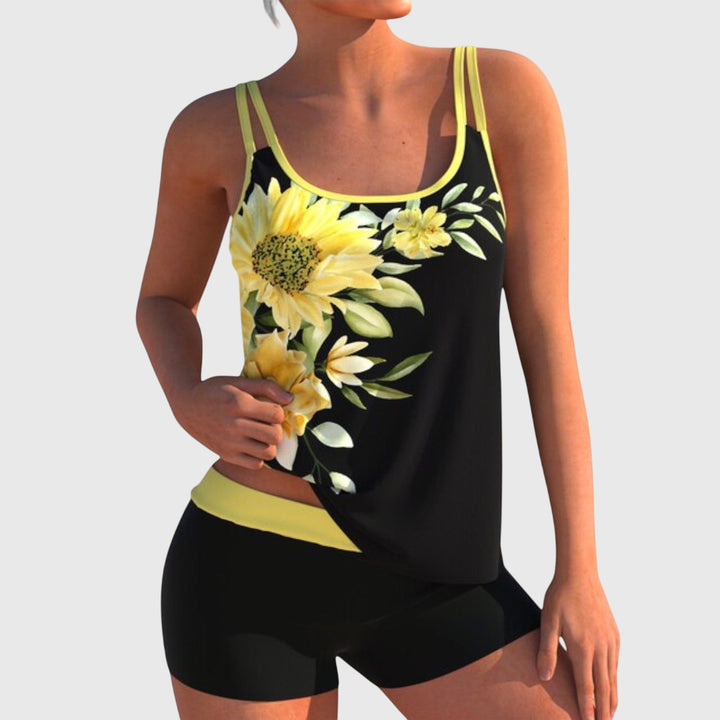 Flor – Floral Tankini with Shorts, Tummy Control Effect
