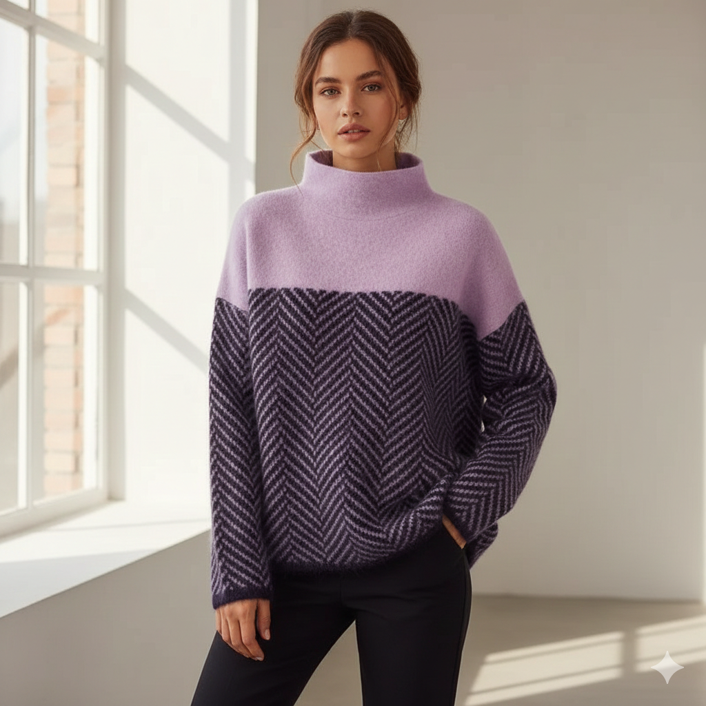 Eva - Herringbone Knit Sweater