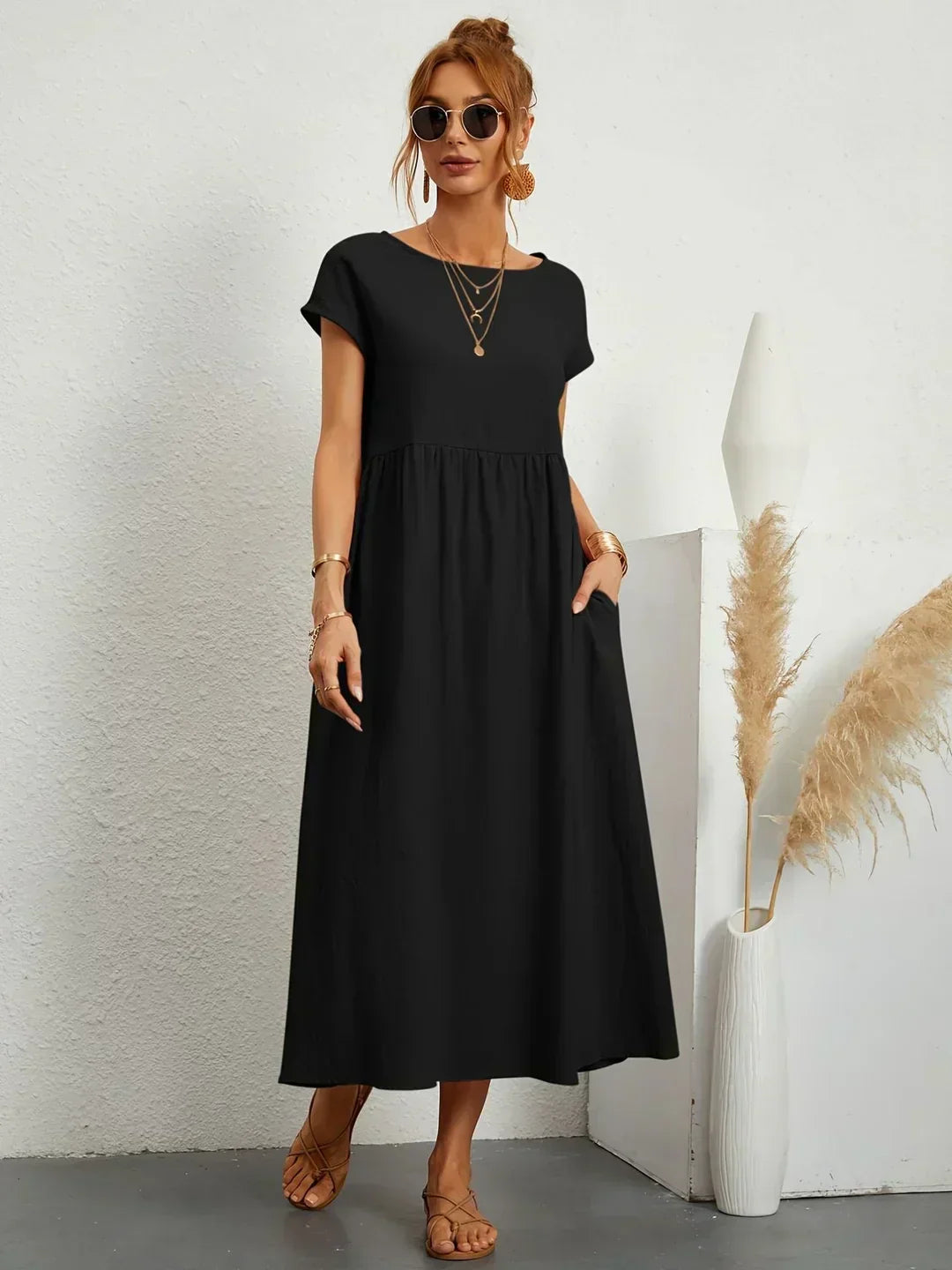 GABRIELLE™ — A Flowing Midi Dress with Timeless Elegance