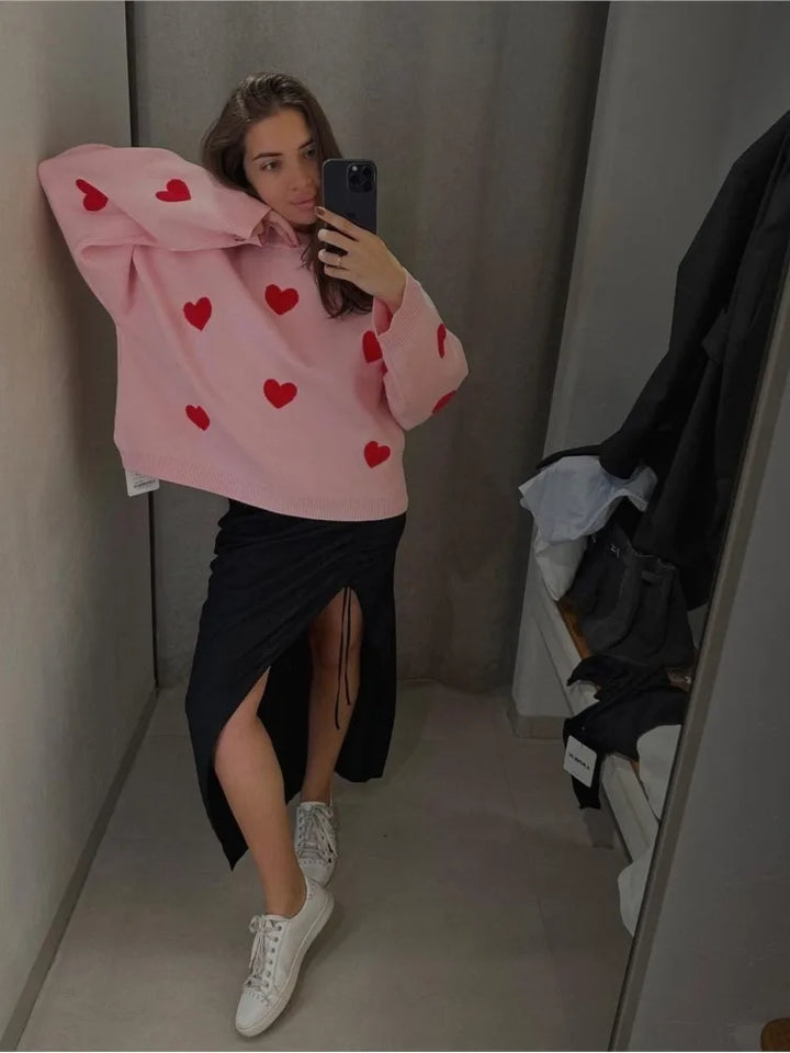 ALVINA - CUTE HEARTS COSY SWEATER