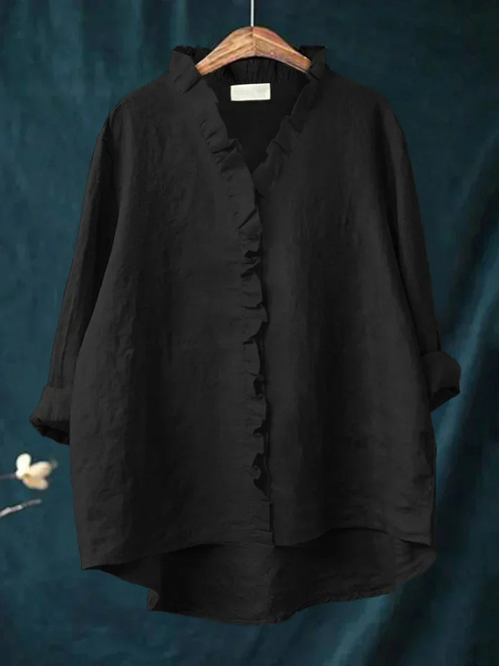 Sanela | Cotton & Linen Ruffle Shirt